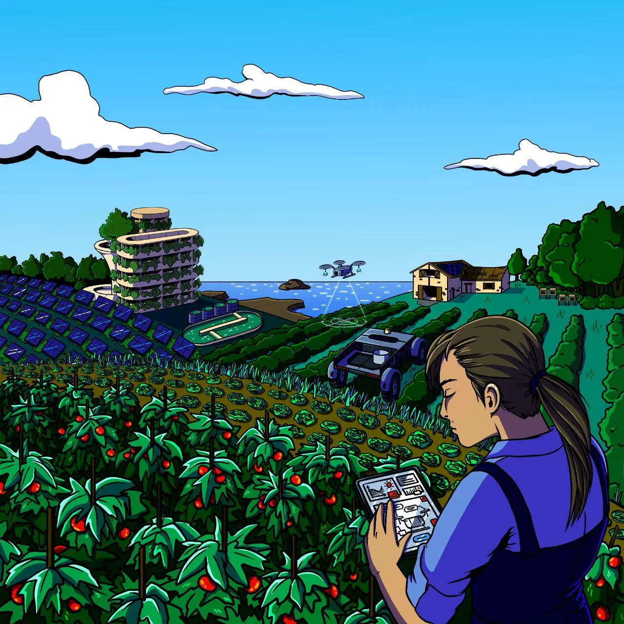 Dessin représentant l'agriculture du futur